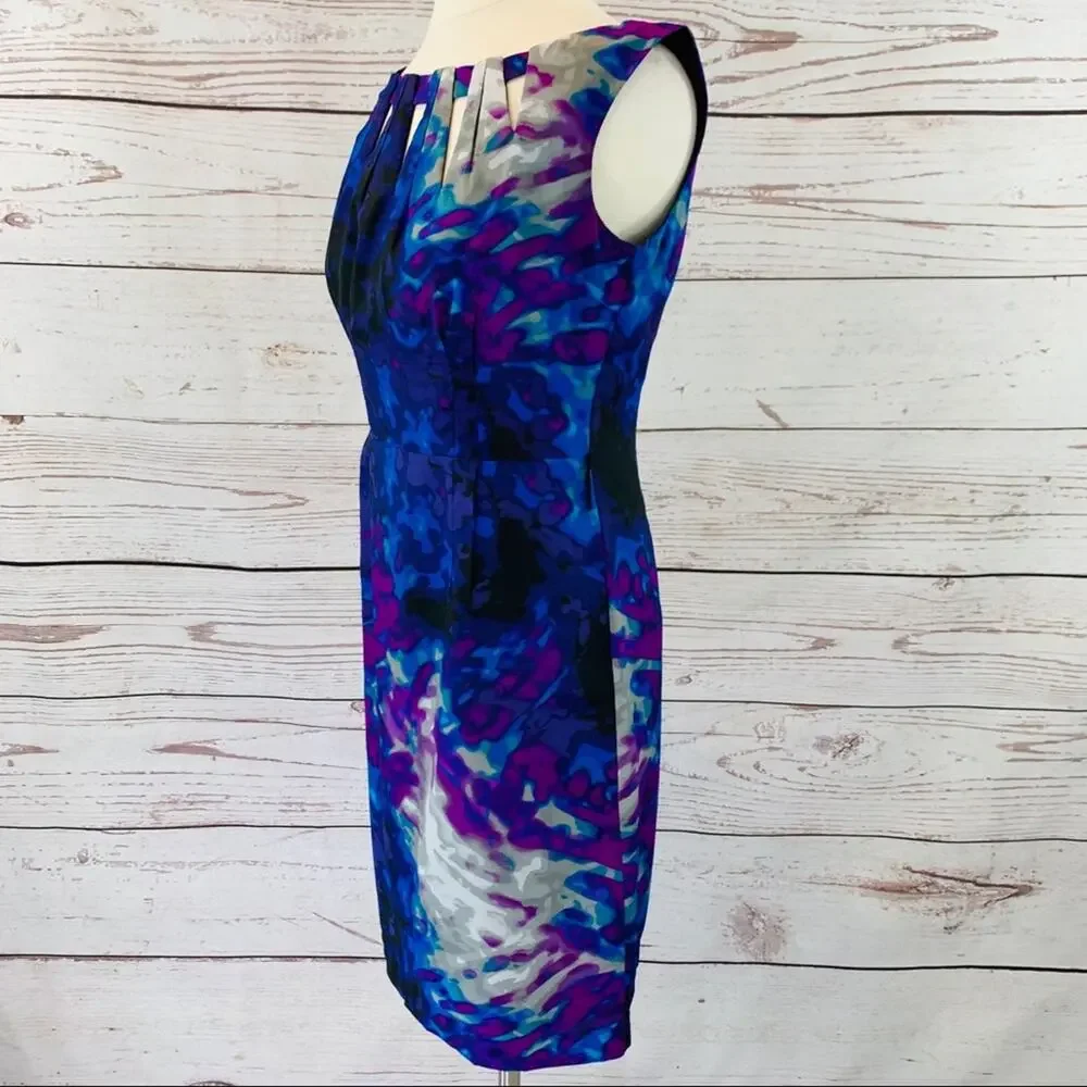 Worthington sheath dress keyhole neckline blue - Picture 3 of 10